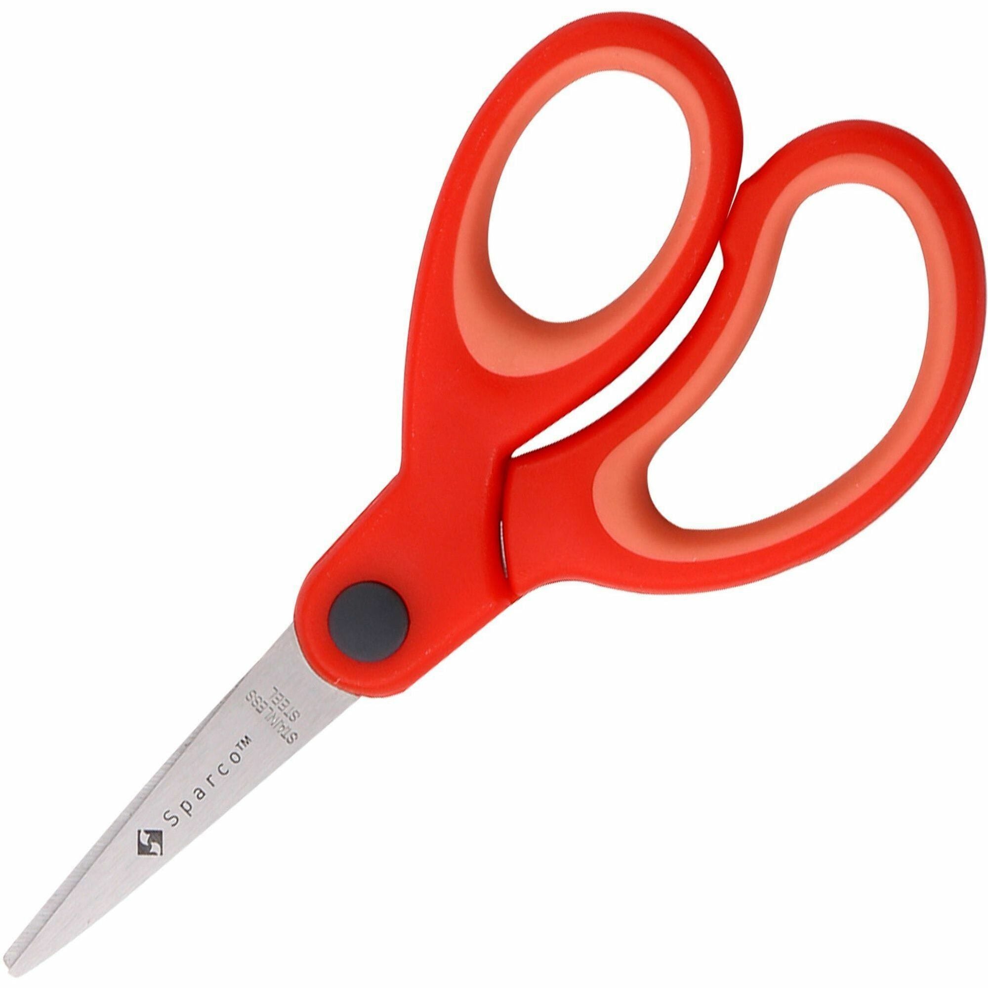 Sparco 5" Kids Pointed End Scissors, Red Handle, Stainless Steel Blades, 1 Each