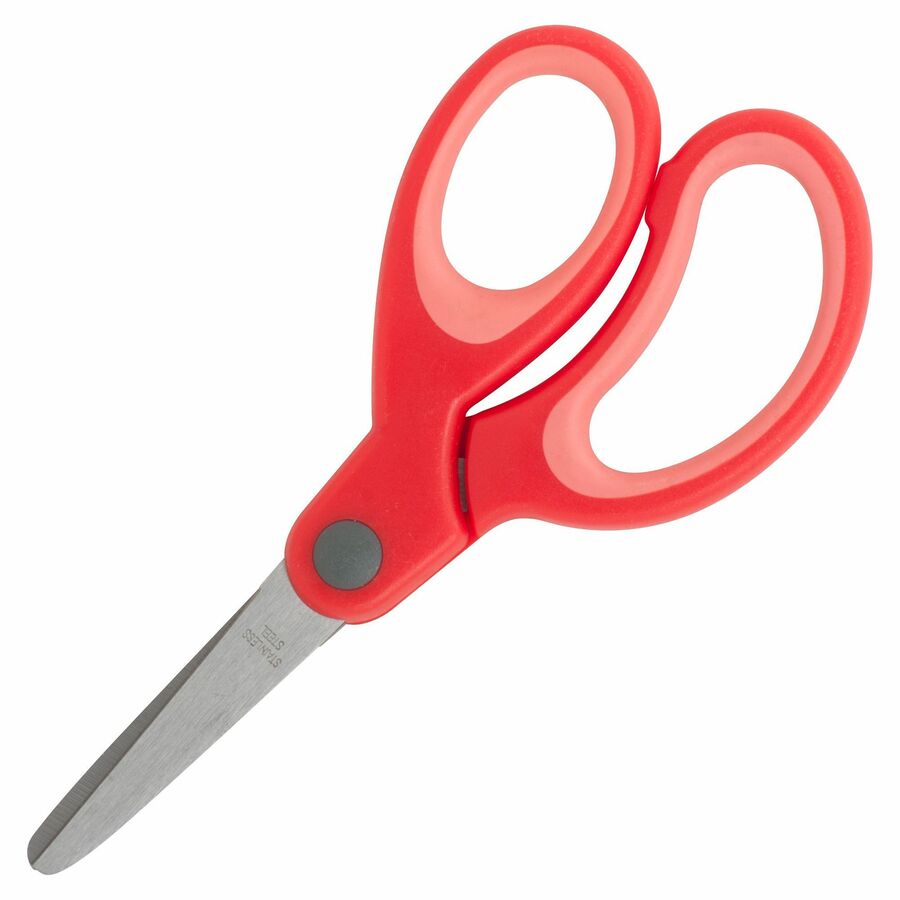 Sparco 5" Kids Blunt End Scissors, Blunted Tip, Assorted Colors, Rubber Handle, 1 Pack