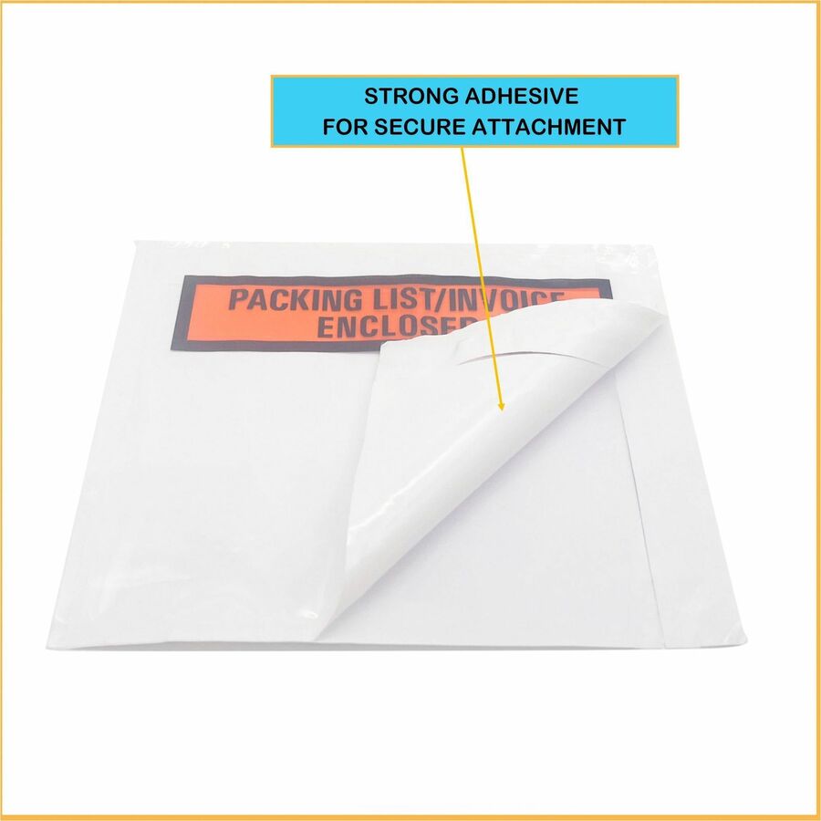 Packing List - 4 1/2" Width x 5 1/2" Length - Self-adhesive Seal - White - Low Density Polyethylene (LDPE) - 1000 / Box