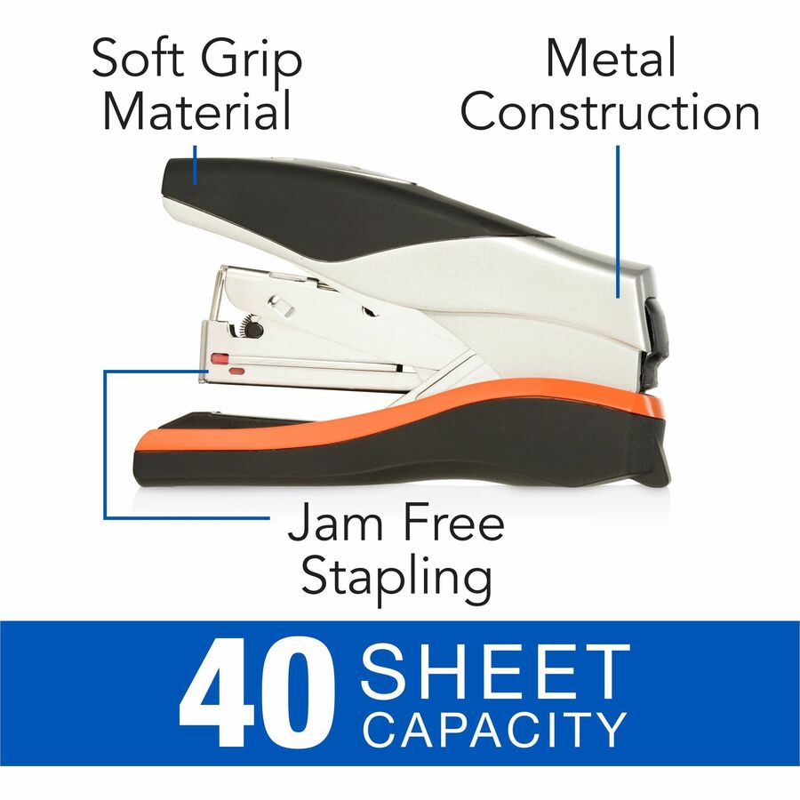 Staples Upto 40 Sheet of 20lb Paper - Holds Upto 105 Staple - Staple Size: 0.25" - Top Loading - Black, Silver - Metal - 1 Each