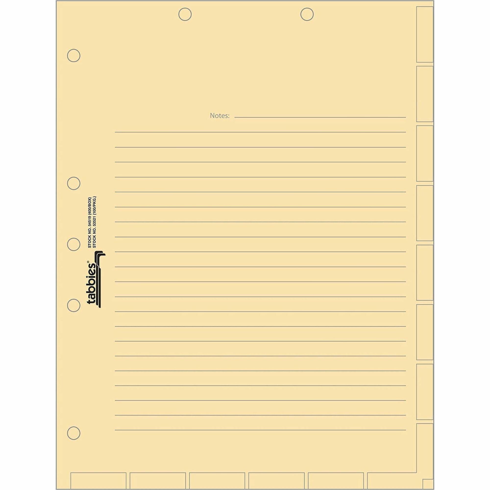 8.5" Divider Width x 11" Divider Length - 7 Hole Punched - Manila Divider - 400 / Box