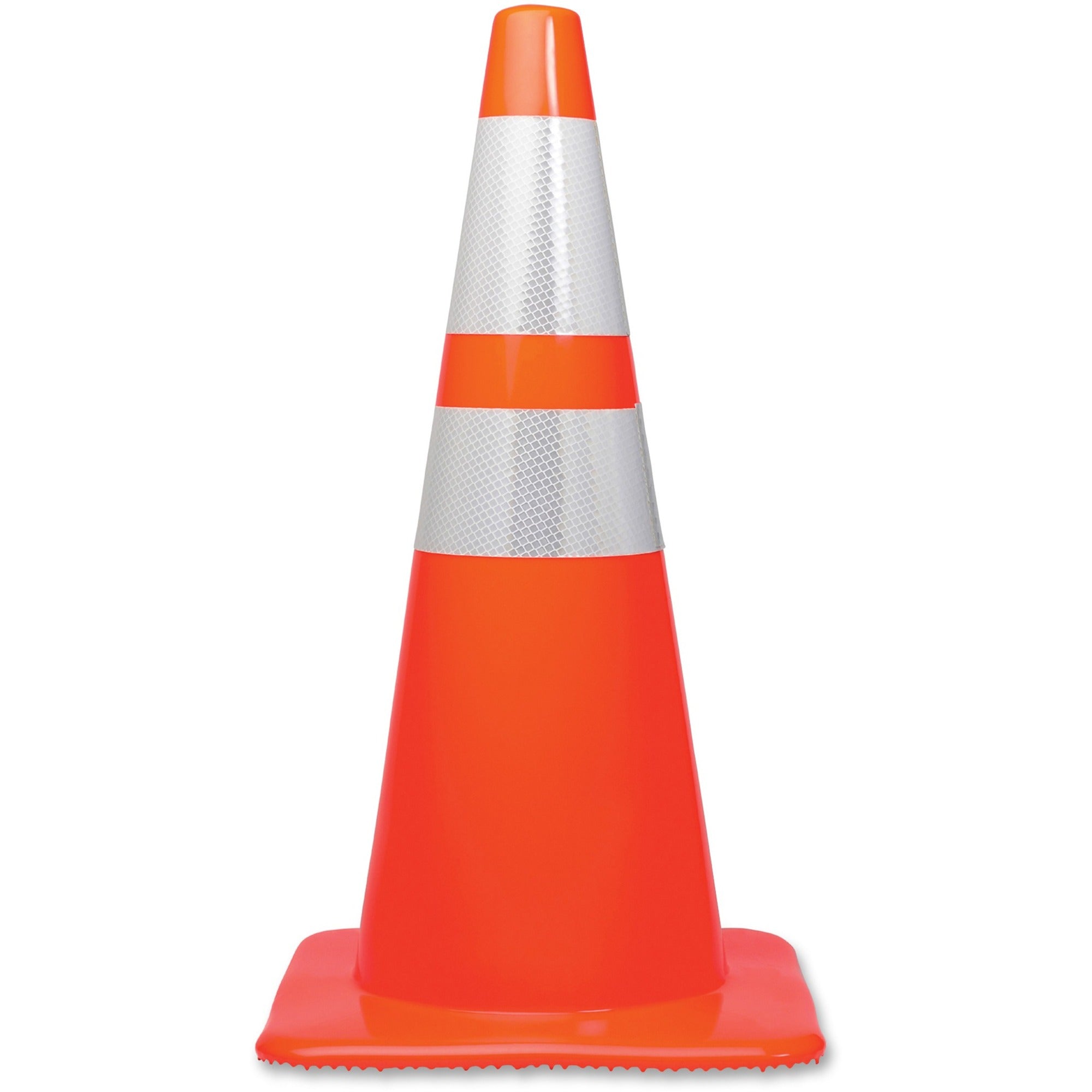 28" Height - Cone Shape - Stackable, Sturdy - Indoor, Outdoor - Orange, Silver - 1 Each