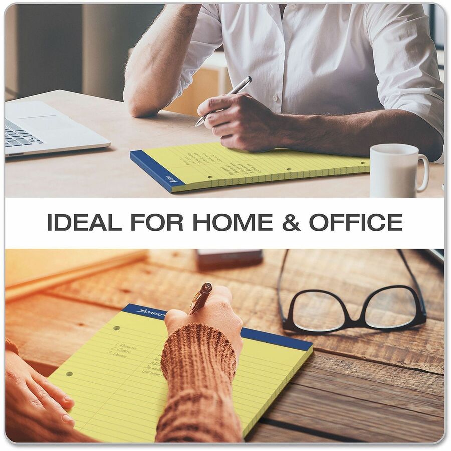 100 Sheets - 15 lb Basis Weight - 8 1/2" x 11 3/4" Sheet Size - 11.75" Height x 8.5" Width x 0.4" Depth - Canary Paper - Micro Perforated, Easy Tear, Rigid, Chipboard Backing - 1 Pad