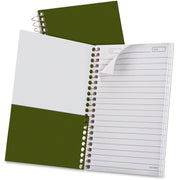 100 Sheets - Wire Bound - 0.28" Ruled - 20 lb Basis Weight - 5" x 7" Sheet Size - White Paper - Classic Green Kraft Cover - Micro Perforated, Rigid, Chipboard Backing, Pocket, Easy Tear, Unpunched - 1 Each