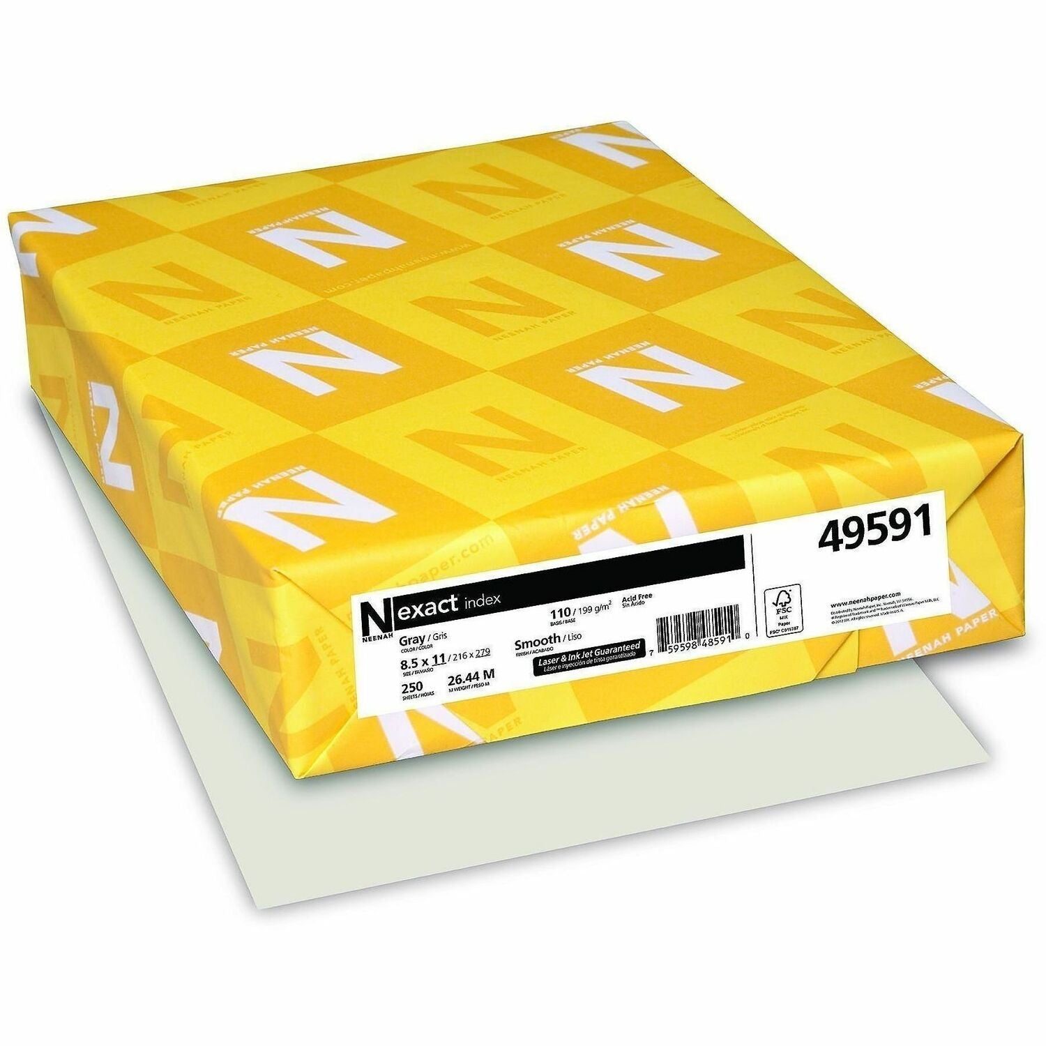 Letter - 8 1/2" x 11" - 110 lb Basis Weight - Acid-free - Gray - 1 Pack