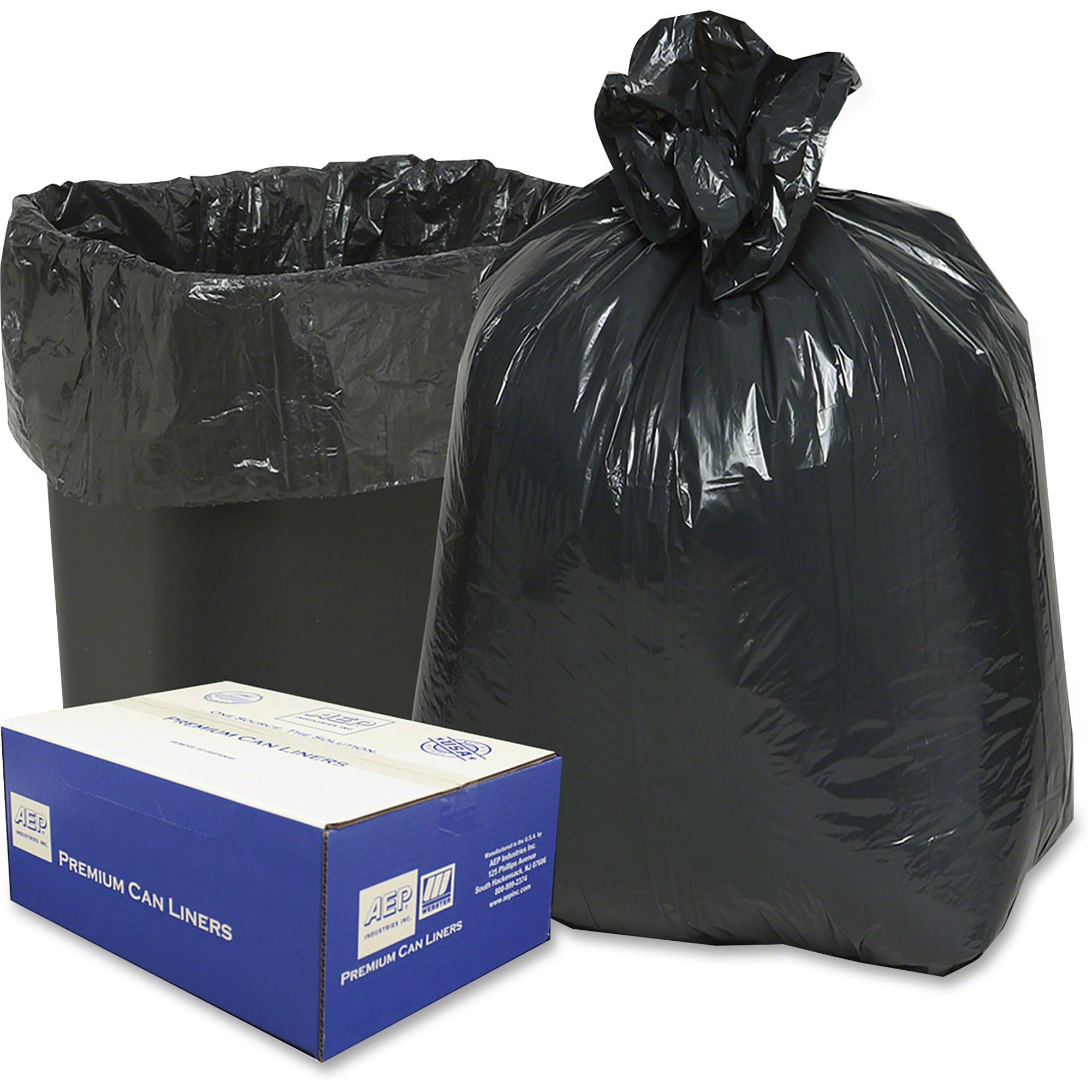 Berry Opaque Linear Low-Density Can Liners, Small, 16 Gallon, 33" x 24", Black, 500/Carton