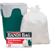 Berry Handi-Bag Flap Tie Tall Kitchen Bags, Small, 13 Gallon, 28" x 23.75", 0.60 mil, White, Hexene Resin, 1 Box
