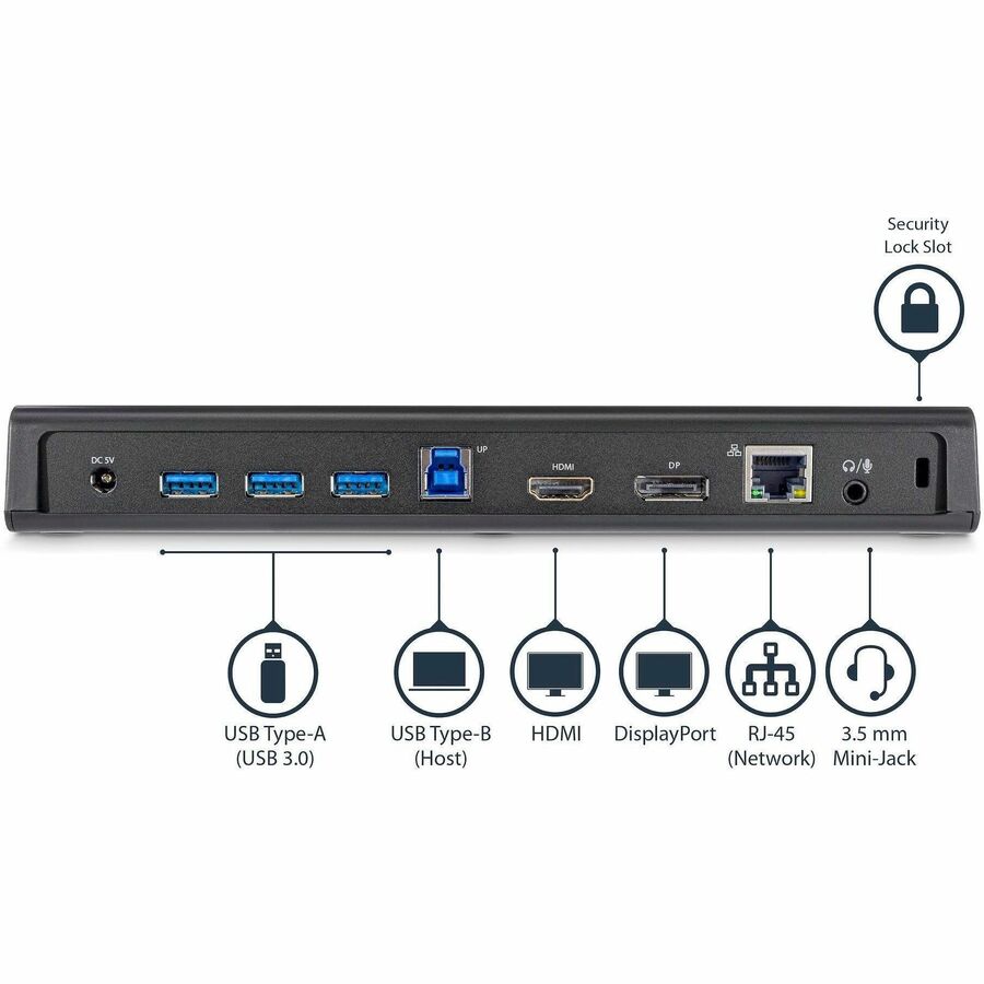 StarTech.com 4K Docking Station for Laptops - DP and HDMI - USB 3.0
