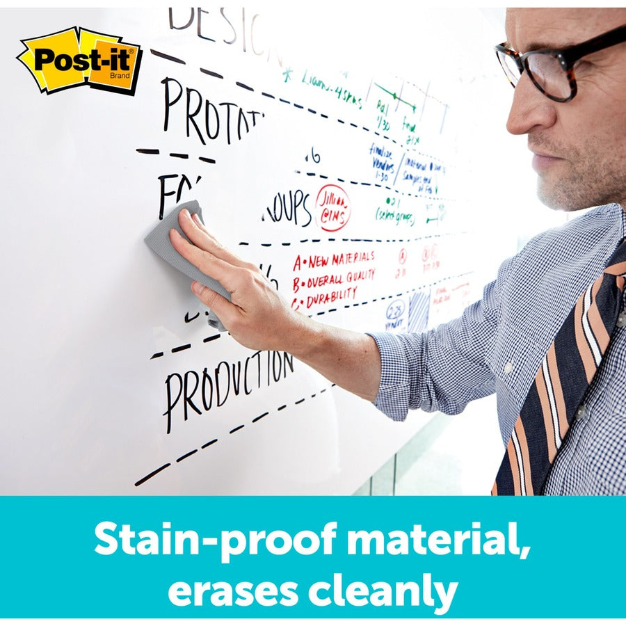 Post-it® Self-Stick Dry-Erase Film Surface, White, 24" x 36", Rectangle, Flexible, Stain Resistant, Self-stick, 1 Pack
