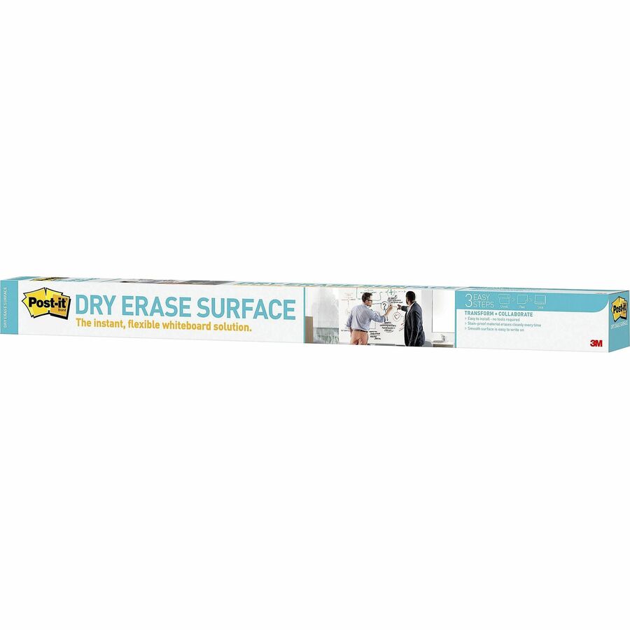Post-it Self-Stick Dry-Erase Film Surface, White, 36" x 48", Flexible, Stain Resistant, Self-stick, Rectangle, 1 Pack
