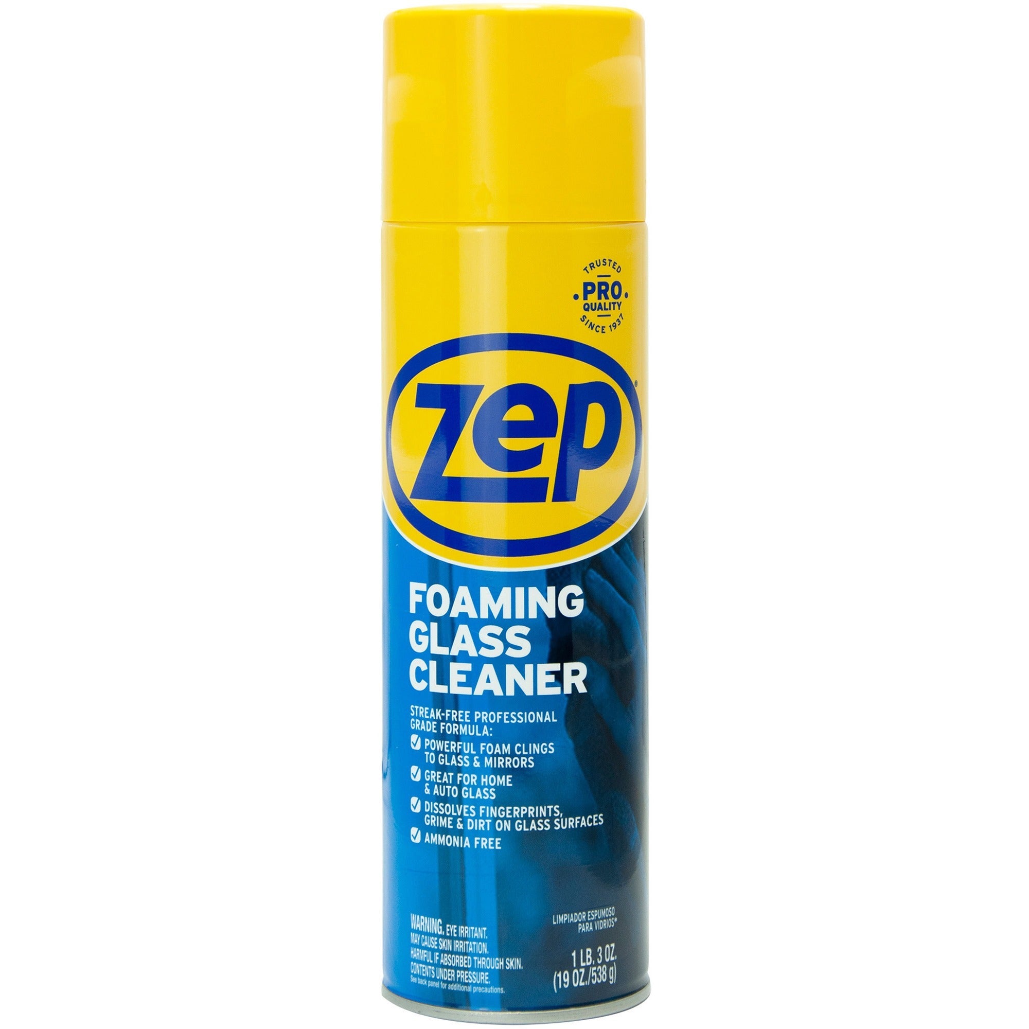 Zep Foaming Glass Cleaner, Ammonia-Free, 19 oz, Black, 1 Each