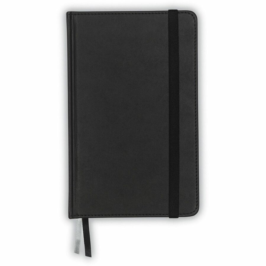 Samsill Classic Hardbound Journal, 120 Sheets, 240 Pages, 8.25" x 5.3", Off White Paper, Black PU Leather Hard Cover, Acid-Free, Elastic Band Closure, Ribbon Marker, Expandable Pocket, 1 Each