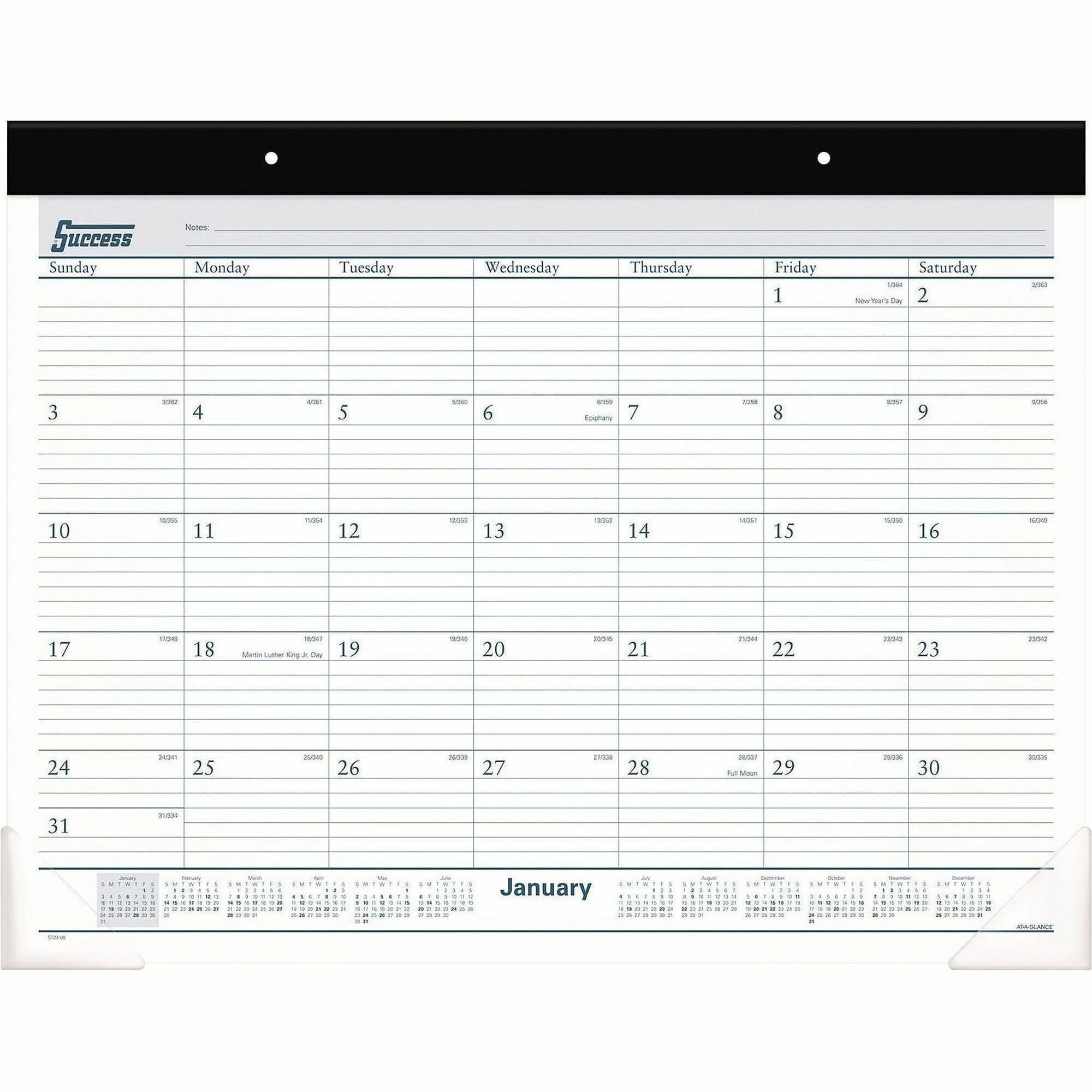 At-A-Glance Classic Monthly Desk Pad Calendar, 12 Months, January 2026–December 2026, 21 3/4" x 17", White Sheets, Black Headband, 1 Each