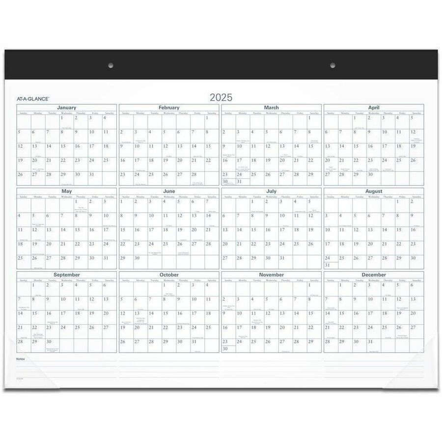 At-A-Glance Classic Monthly Desk Pad Calendar, 12 Months, January 2026–December 2026, 21 3/4" x 17", White Sheets, Black Headband, 1 Each