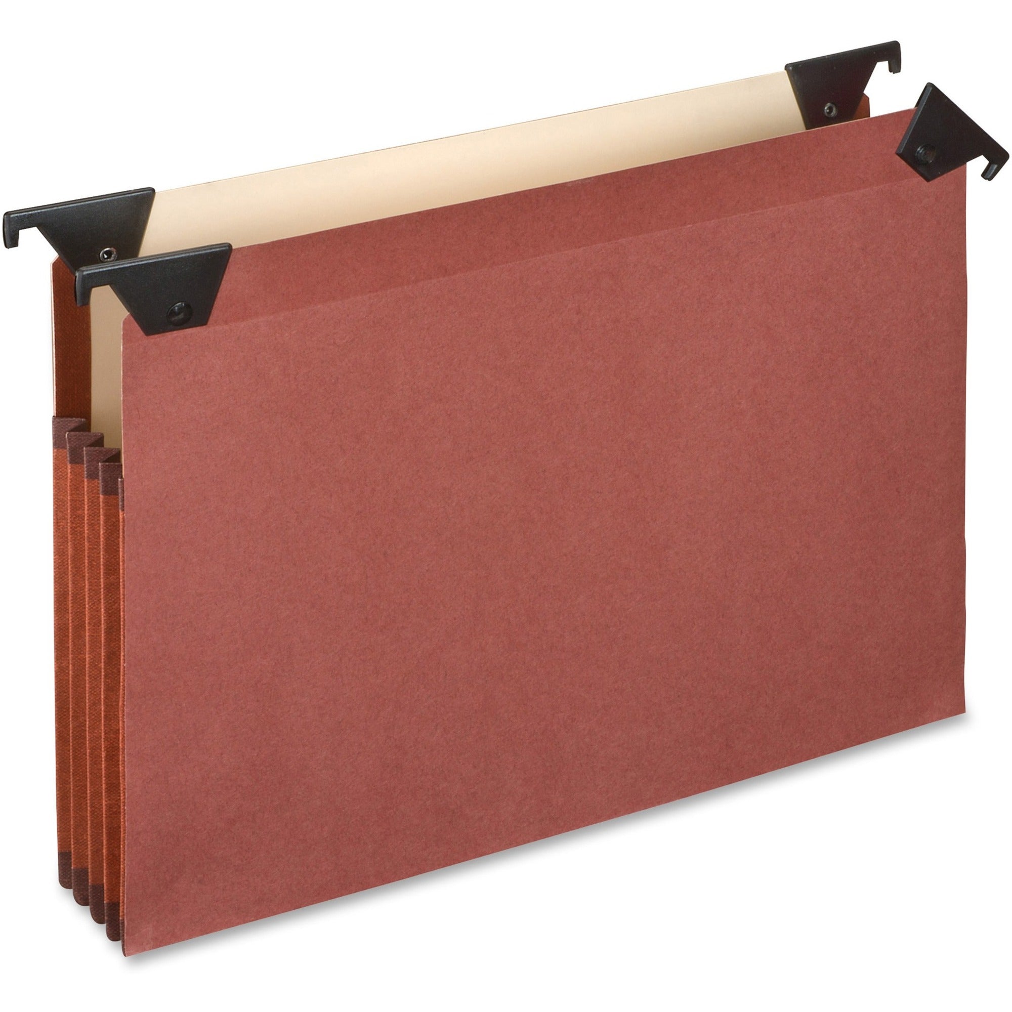 Pendaflex Letter Size Recycled Expanding File, 3.5" Expansion, Red Fiber, Reinforced & Rip-Proof Gusset, Laminated, Moisture Resistant, 10% Recycled, 5/Box