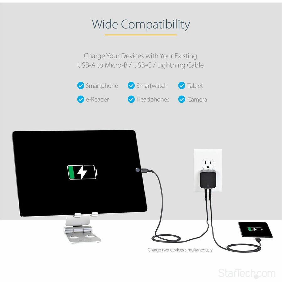 StarTech.com AC Adapter, 17W, 120V/230V AC Input, 5V DC Output, 3.40A, Black, 1 Each