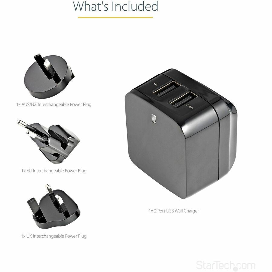 StarTech.com AC Adapter, 17W, 120V/230V AC Input, 5V DC Output, 3.40A, Black, 1 Each
