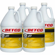 Betco pH7 Floor Cleaner, Lemon Scent, 128 fl oz Yellow Bottle, 4 Bottles per Carton