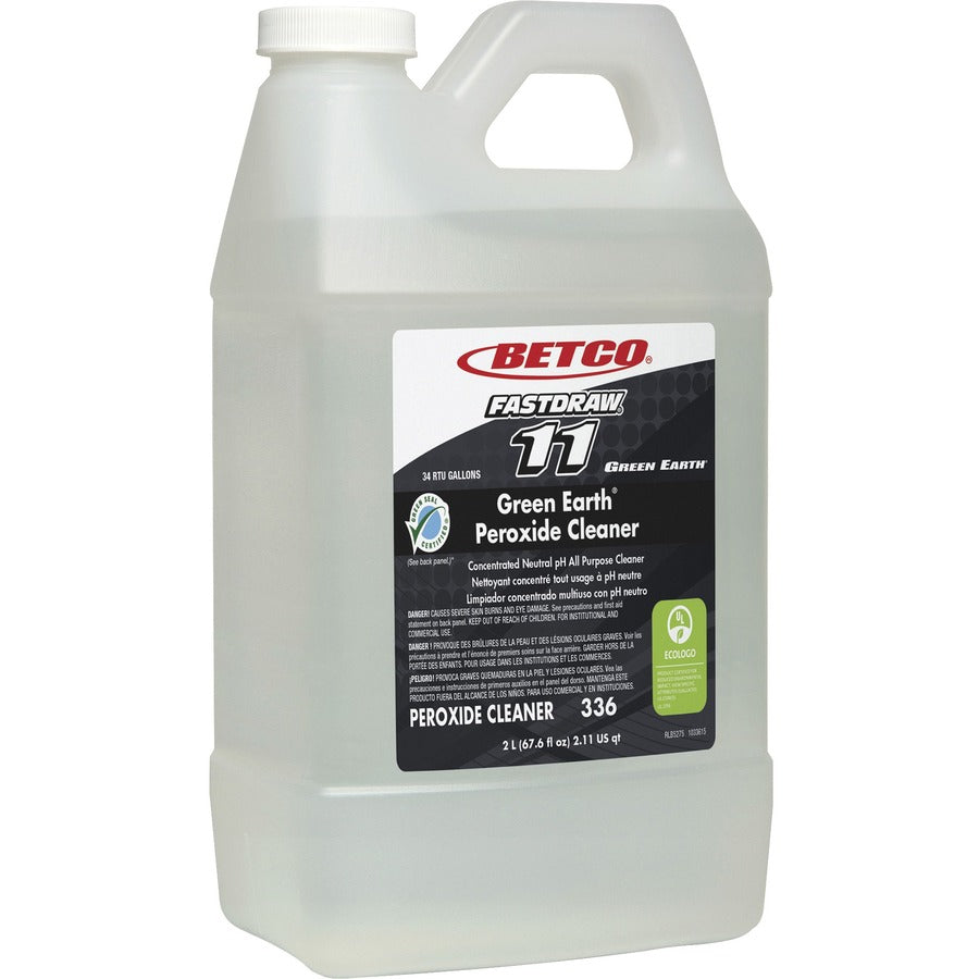 Betco Green Earth FastDraw 11 Peroxide Cleaner, Concentrate, 67.6 fl oz (2.1 quart), Citrus Scent, Clear Bottle, 1 Each