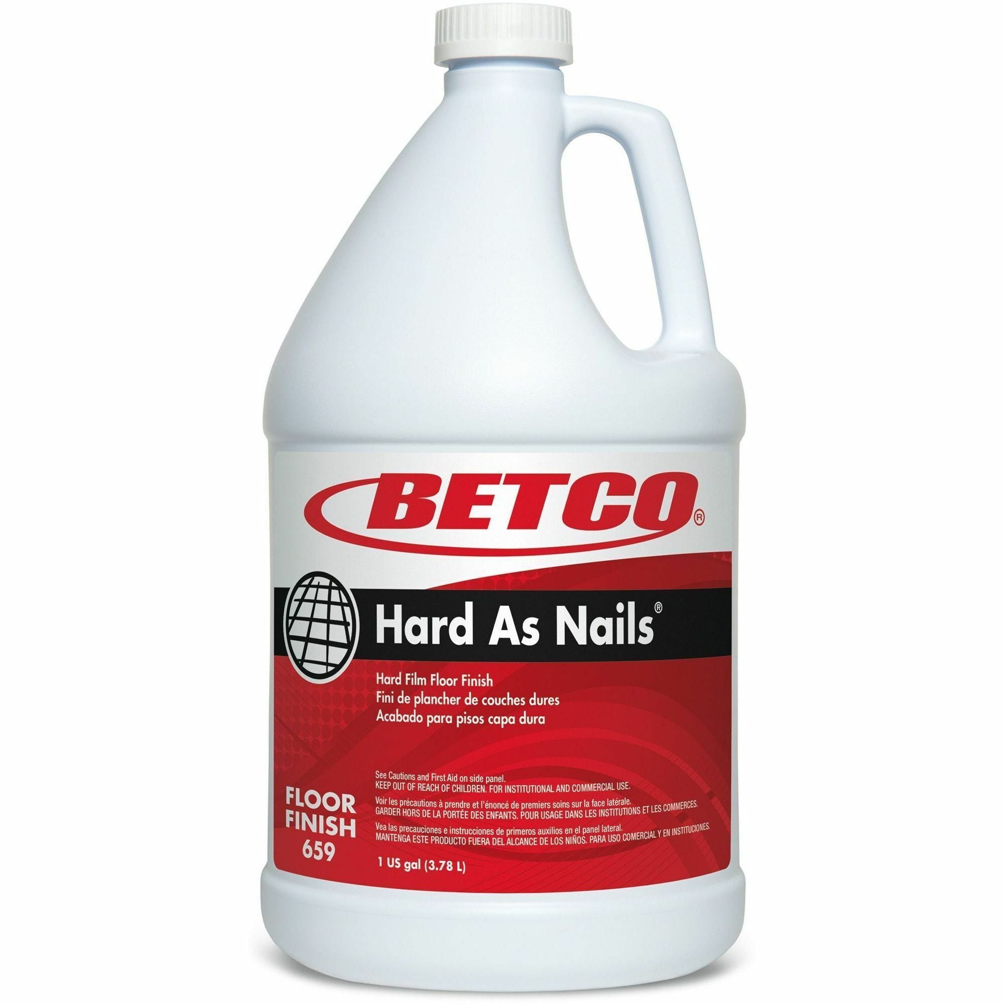 Betco Hard As Nails Floor Finish, Mild Scent, 128 fl oz (4 quart) Bottles, 4/Carton