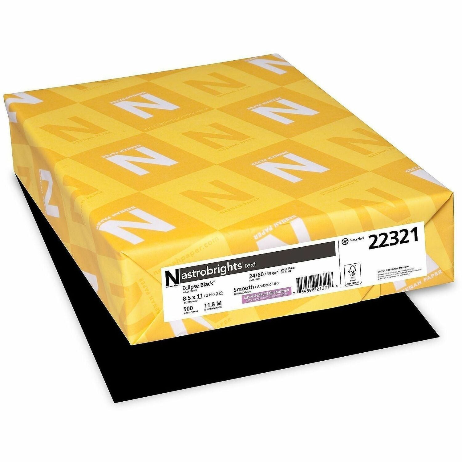 Letter - 8 1/2" x 11" - 24 lb Basis Weight - Smooth - Green Seal - Heavyweight, Acid-free, Lignin-free - Eclipse Black - 500 / Pack