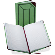 Boorum & Pease 67-1/8 Series Record-Ruled Account Book, 250 Sheets, Sewn Bound, 12.50" x 7.63", Olive Green Cover, 1 Each