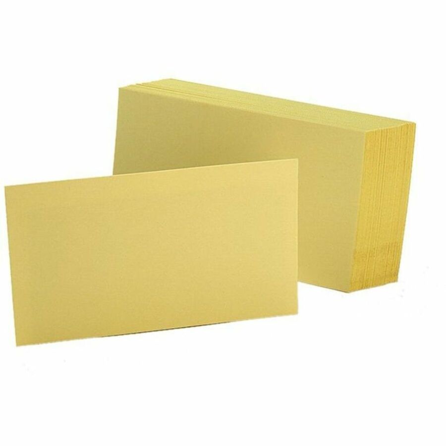 Oxford Colored Blank Index Cards, 3" x 5", Canary, Plain, Durable, Recycled, 100 Sheets per Pack