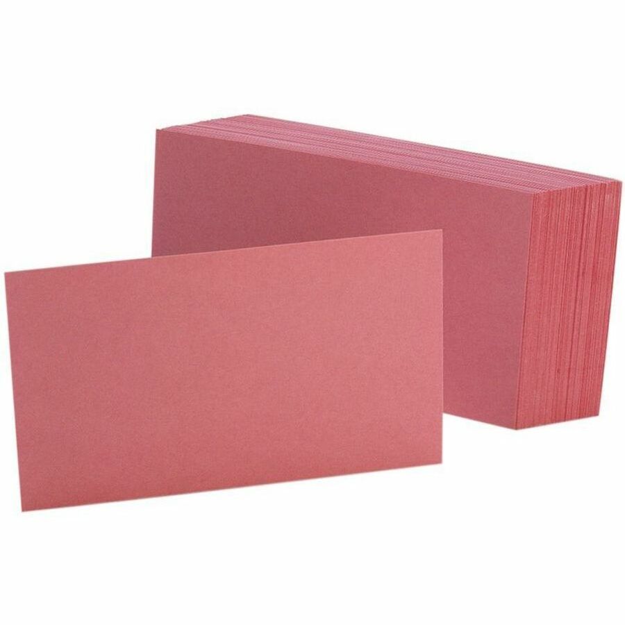 Oxford Colored Blank Index Cards, Cherry, 3" x 5", Plain, Durable, 100 Sheets per Pack