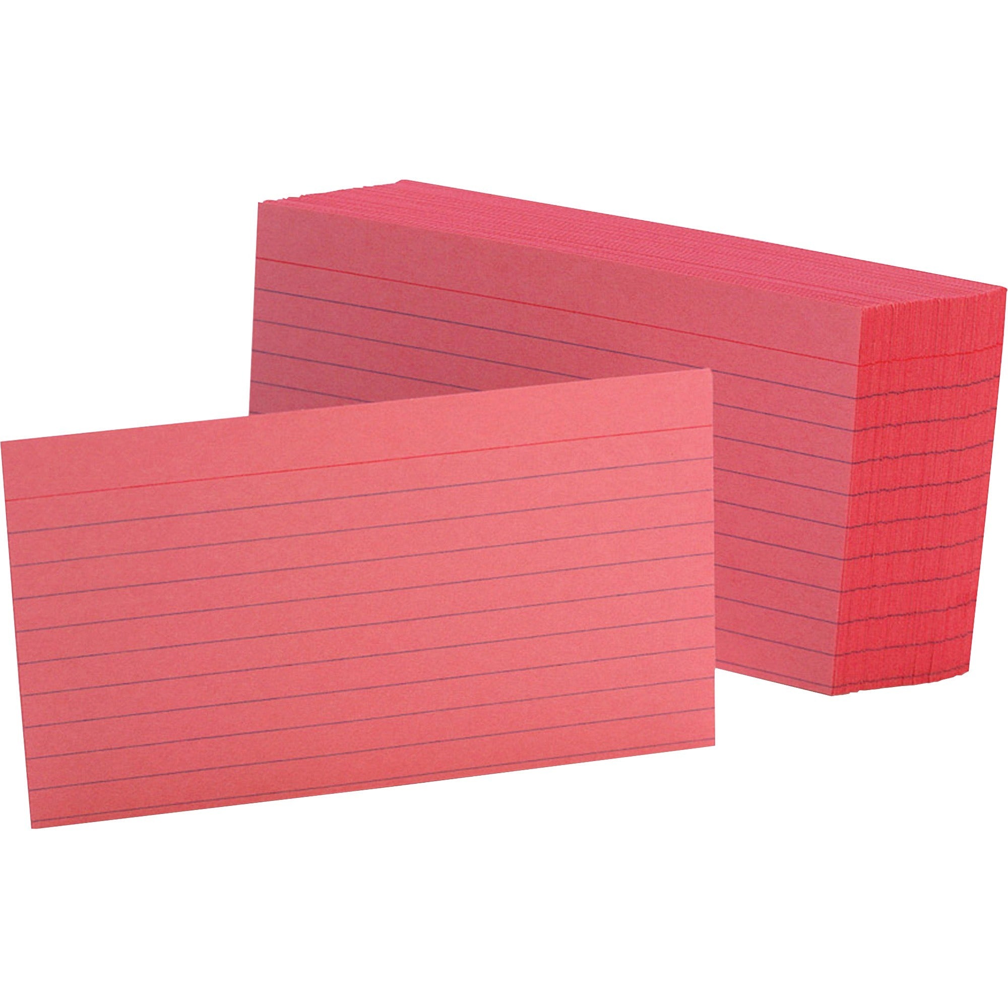 Oxford Colored Ruled Index Cards, 3" x 5", Cherry, 100 Sheets per Pack