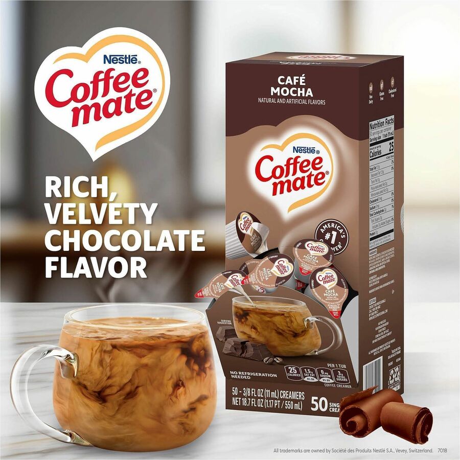 Coffee mate Café Mocha Nondairy Liquid Creamer Singles, 0.38 fl oz (11 mL), 50 Count Box