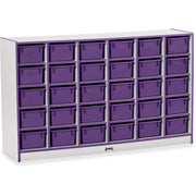 Jonti-Craft Rainbow Accents Cubbie-trays Storage Unit, 30 Compartments, 35.50" H x 57.50" W x 15" D, Laminated, Chip Resistant, Purple, Rubber, 1 Each