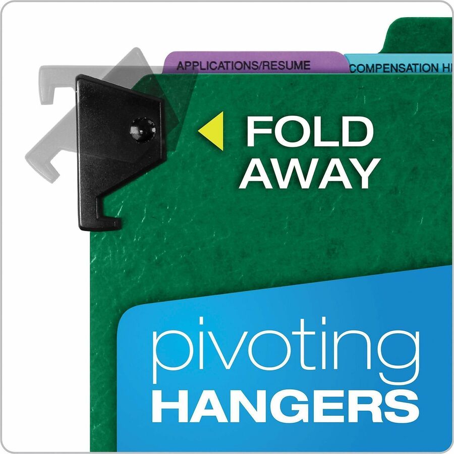 Pendaflex 1/3 Tab Cut Letter Hanging Folder, 8 1/2" x 11", 2" Expansion, 1" Fastener Capacity, Top Tab, 5 Dividers, Green, Moisture Resistant, Reinforced Gusset, Durable, Rip Proof, Smudge Resistant, 1 Each