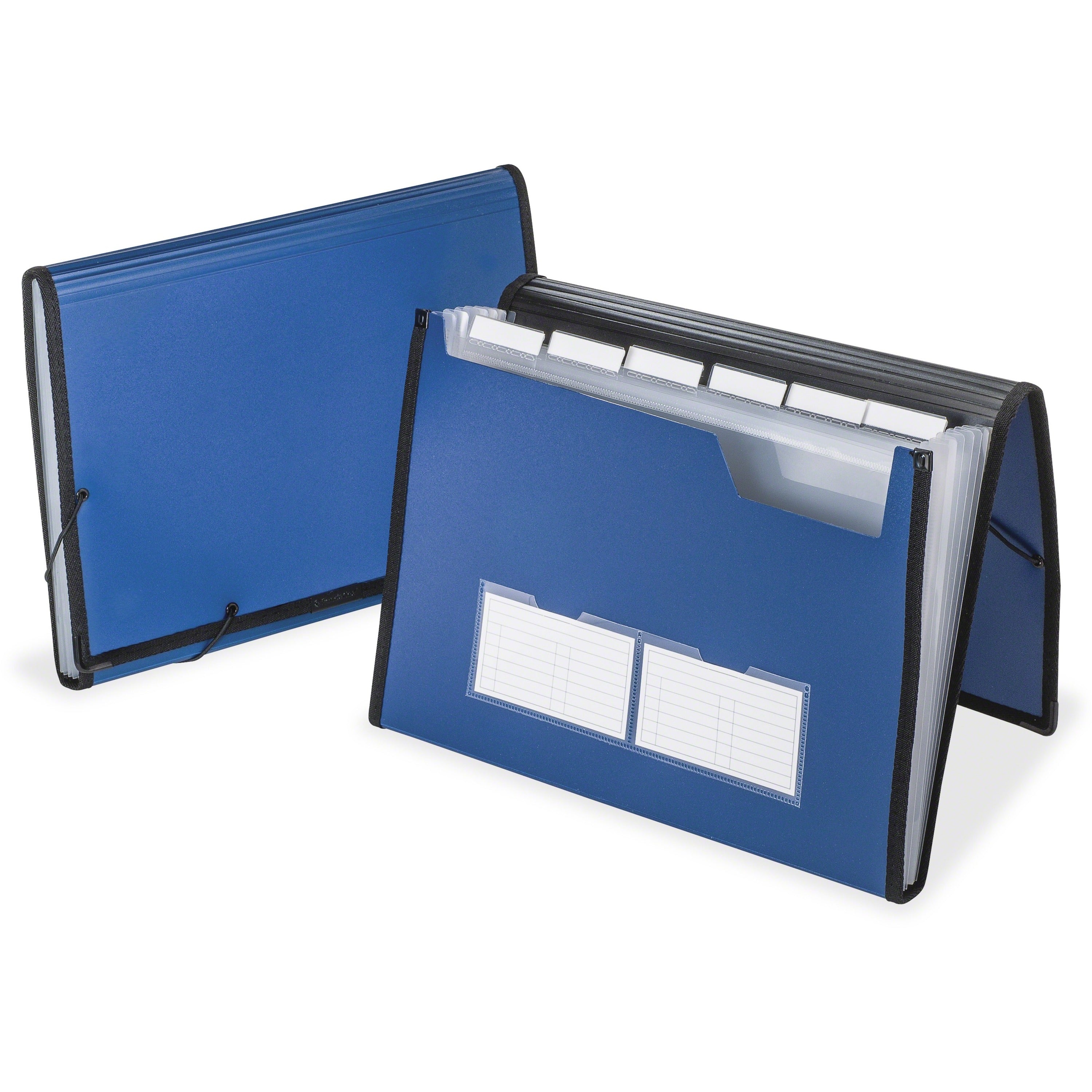 8 1/2" x 11" - 7 Pocket(s) - Blue - Durable, Flap Closure, Elastic Closure, Wear Resistant, Tear Resistant, Moisture Resistant, Metallic - 1 Each