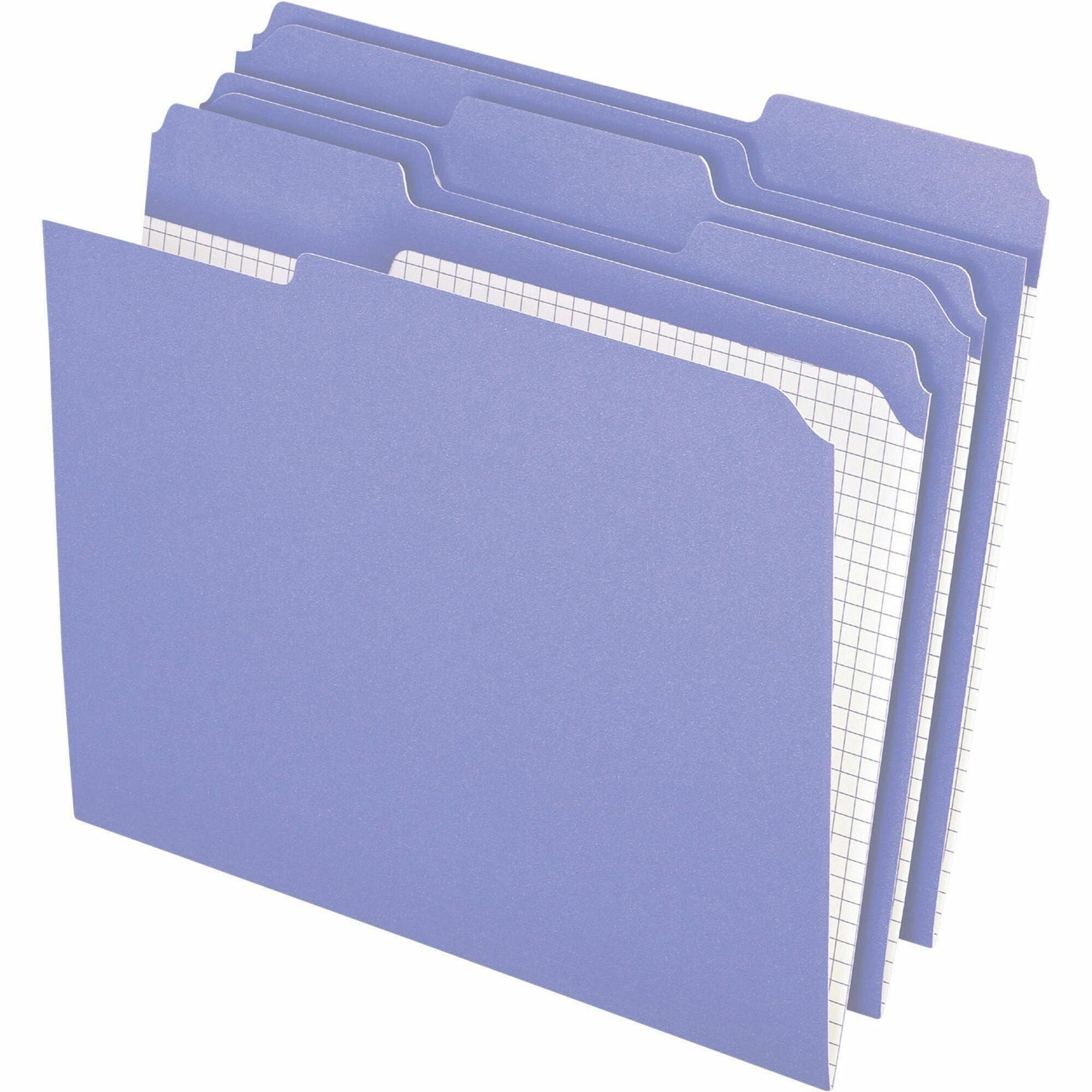 Pendaflex 1/3 Tab Cut Letter Size Recycled Top Tab File Folders, Lavender, Reinforced Top and Tab, 11 pt., 8 1/2" x 11", 3/4" Expansion, Assorted Tab Positions, 100/Box