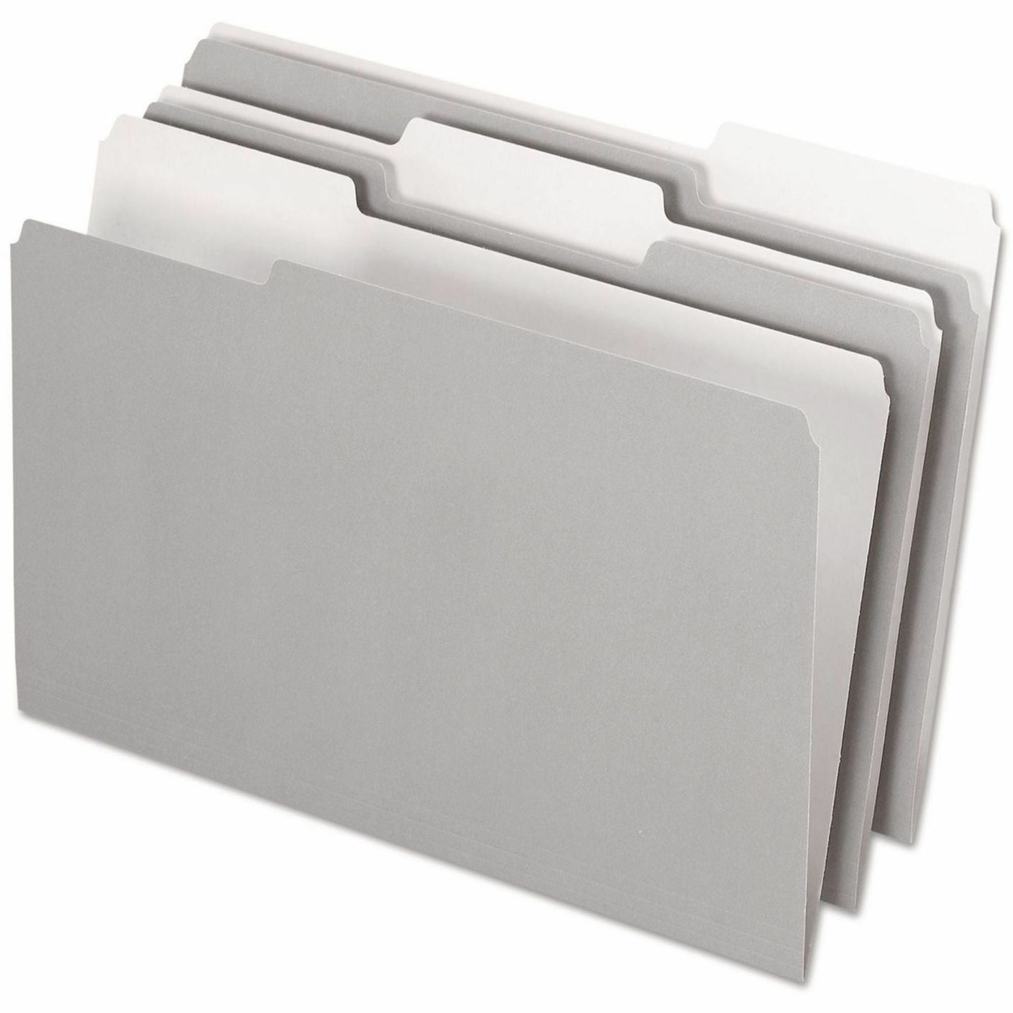 Pendaflex Legal Size 1/3 Tab Cut Top Tab File Folders, 8 1/2" x 14", Internal Pocket, Assorted Tab Position, 11 pt., Gray, Acid-Free, Reversible, 100/Box