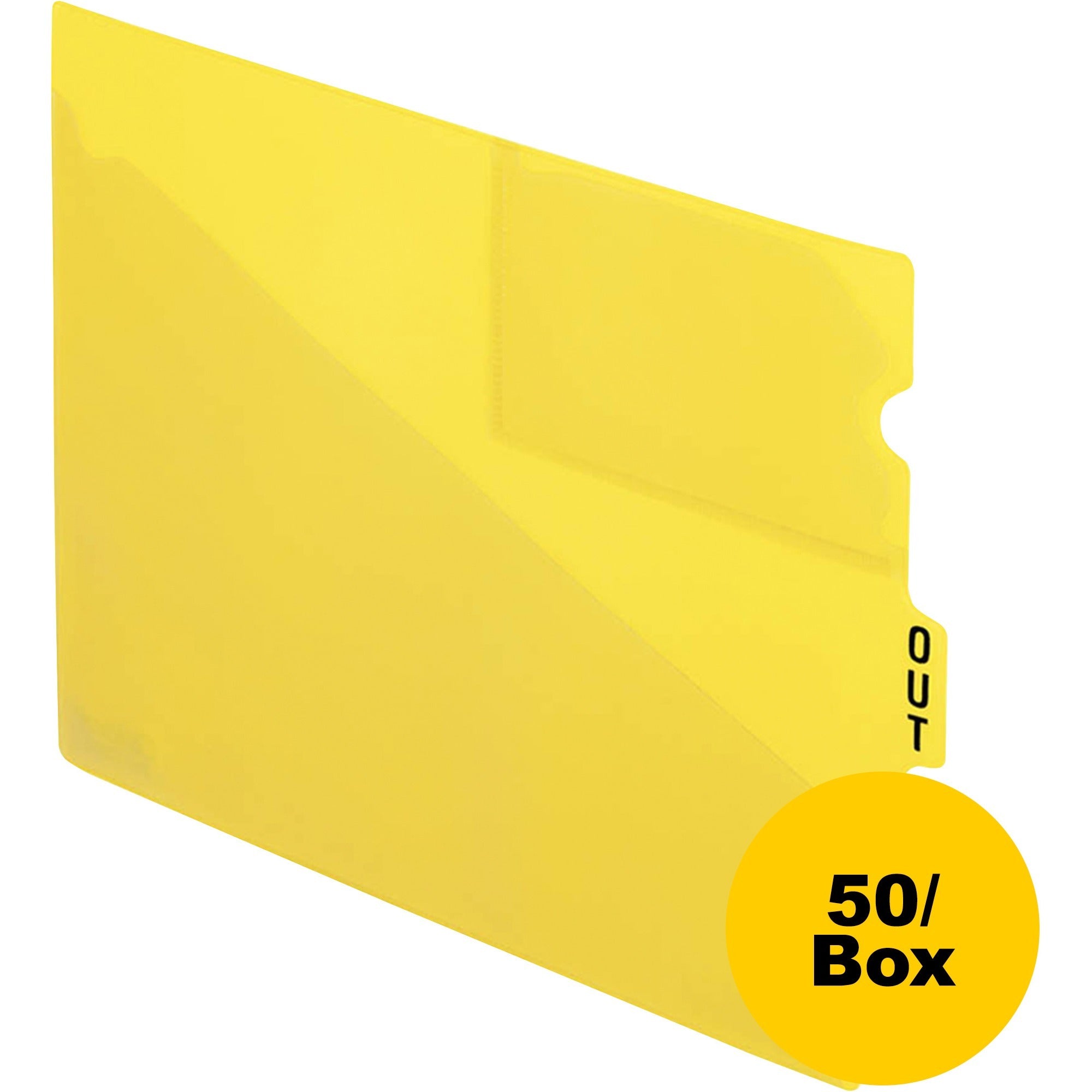 Pendaflex Poly End Tab Out Guides, Letter Size, Yellow, Polypropylene, Durable, Pocket, Wear Resistant, Tear Resistant, Moisture Resistant, 50 Dividers per Box