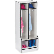 Jonti-Craft Rainbow Accents Double Coat Hooks Step Locker, 2 Compartments, 50.5"H x 20"W x 17.5"D, Double Hook, Durable Black, 1 Each