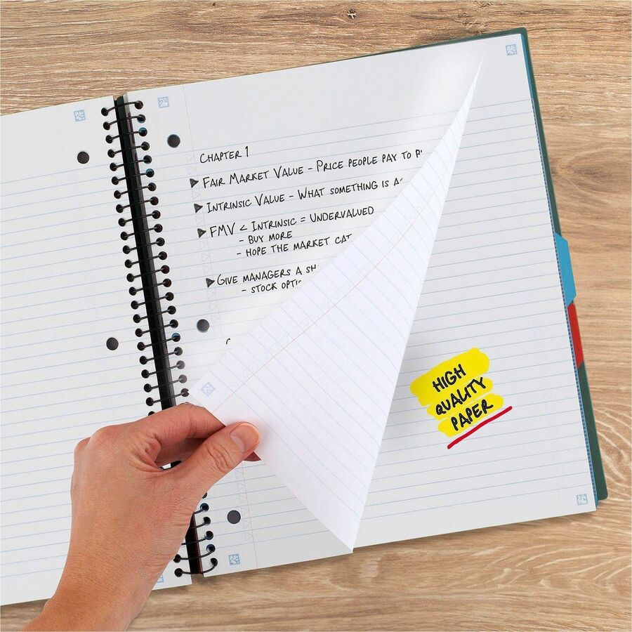 Mead Five Star College Ruled Subject Notebook, 150 Pages, Spiral Binding, 11" x 10.1", Assorted Durable Plastic Cover with Tabbed Dividers, Expandable Pocket, Pen Loop, 1 Each