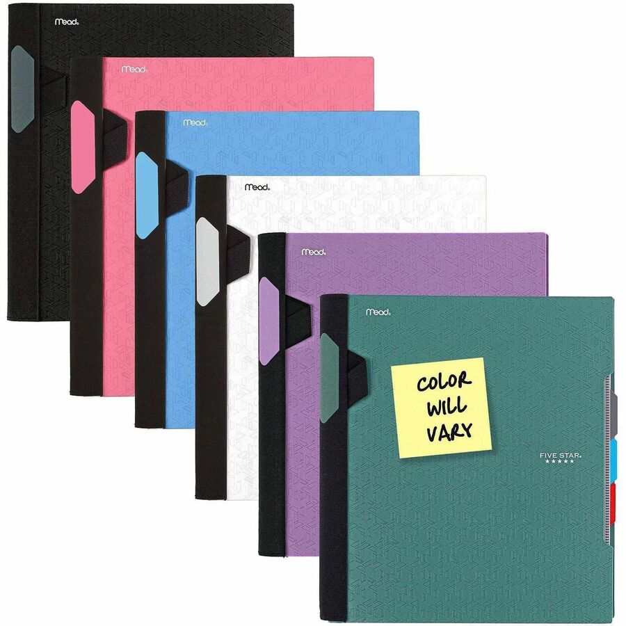 Mead Five Star College Ruled Subject Notebook, 150 Pages, Spiral Binding, 11" x 10.1", Assorted Durable Plastic Cover with Tabbed Dividers, Expandable Pocket, Pen Loop, 1 Each