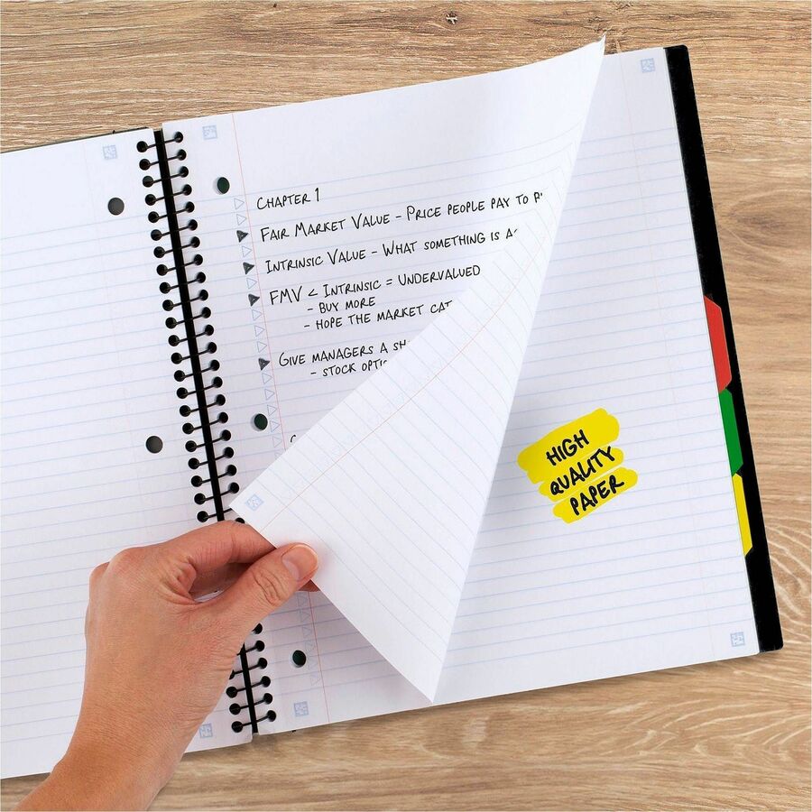 Mead Five Star College Ruled Subject Notebook, 200 Pages, Spiral Binding, 11" x 10.2", Assorted Durable Plastic Cover, Tabbed Dividers, Expandable Pocket, Pen Loop, 1 Each