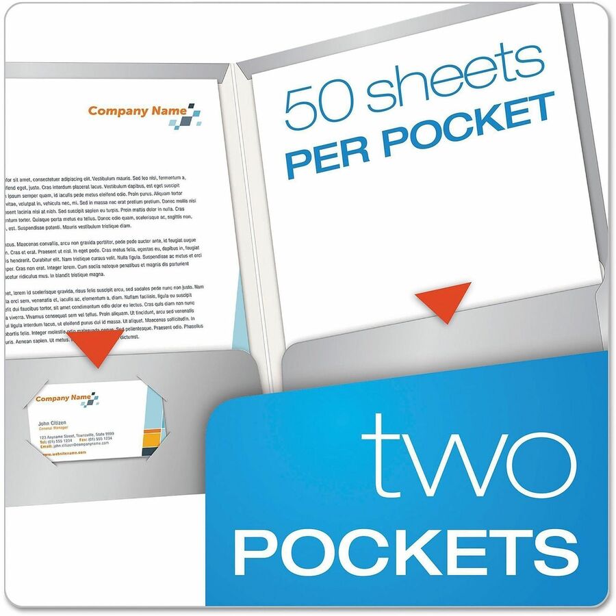 Oxford Showfolio Letter Pocket Folder, 8.5" x 11", 2 Internal Pockets, 100 Sheet Capacity, Gray, Die-cut, High Gloss, Laminated, CD Holder, Soil & Moisture Resistant, 25/Box