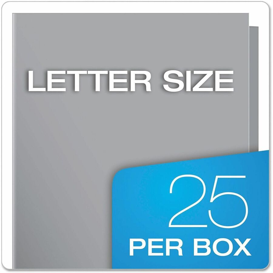 Oxford Showfolio Letter Pocket Folder, 8.5" x 11", 2 Internal Pockets, 100 Sheet Capacity, Gray, Die-cut, High Gloss, Laminated, CD Holder, Soil & Moisture Resistant, 25/Box