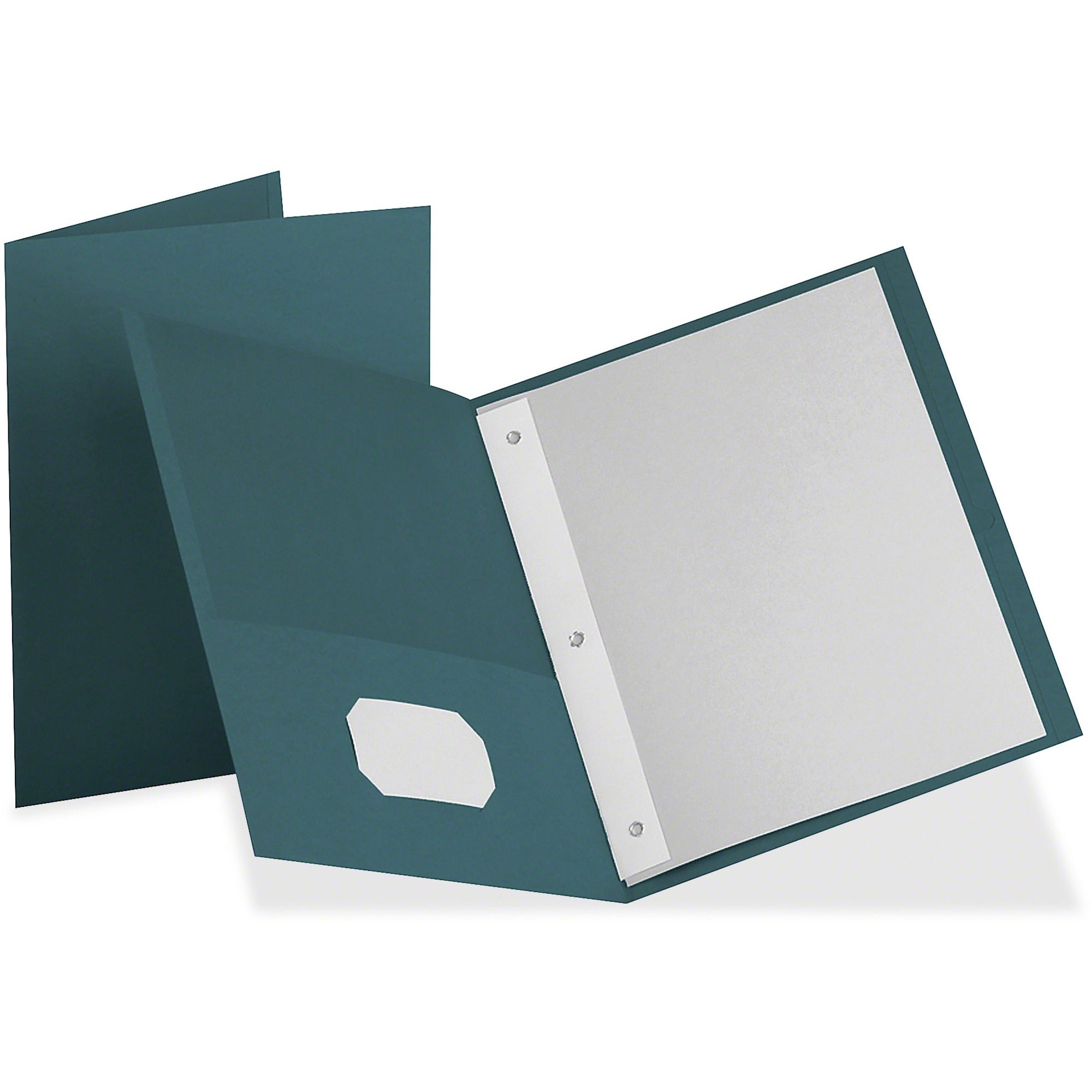 Oxford Letter Recycled Pocket Folder, 8.5" x 11", 135 Sheet Capacity, 3 Tang Fasteners, 2 Inside Pockets, Teal, 10% Recycled, 25/Box