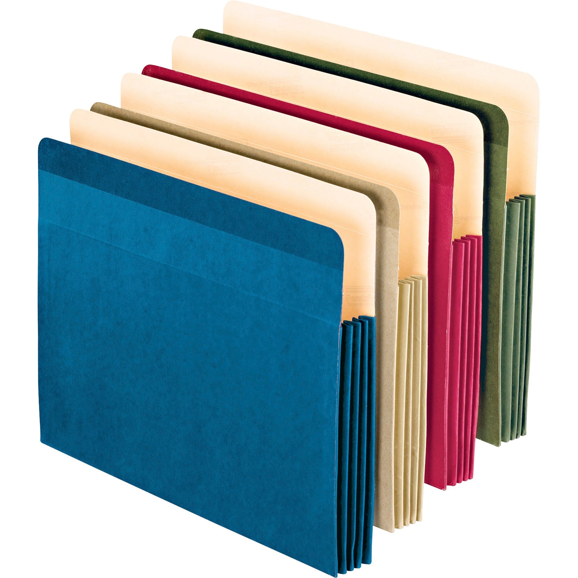Pendaflex Letter Recycled File Pockets, 8.5" x 11", 3.5" Expansion, 700 Sheet Capacity, Reinforced Gusset, Assorted Colors (Blue, Red, Yellow, Green), 60% Recycled Fiber, 4 Pack