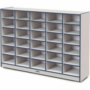Jonti-Craft Rainbow Accents Cubbie Mobile Storage, 30 Compartments, 42"H x 60"W x 15"D, Navy, Hard Rubber, 1 Each