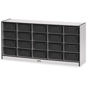 Jonti-Craft Rainbow Accents Cubbie Mobile Storage, 20 Compartments, 29.5"H x 24.5"W x 15"D, Black, Hard Rubber, 1 Each