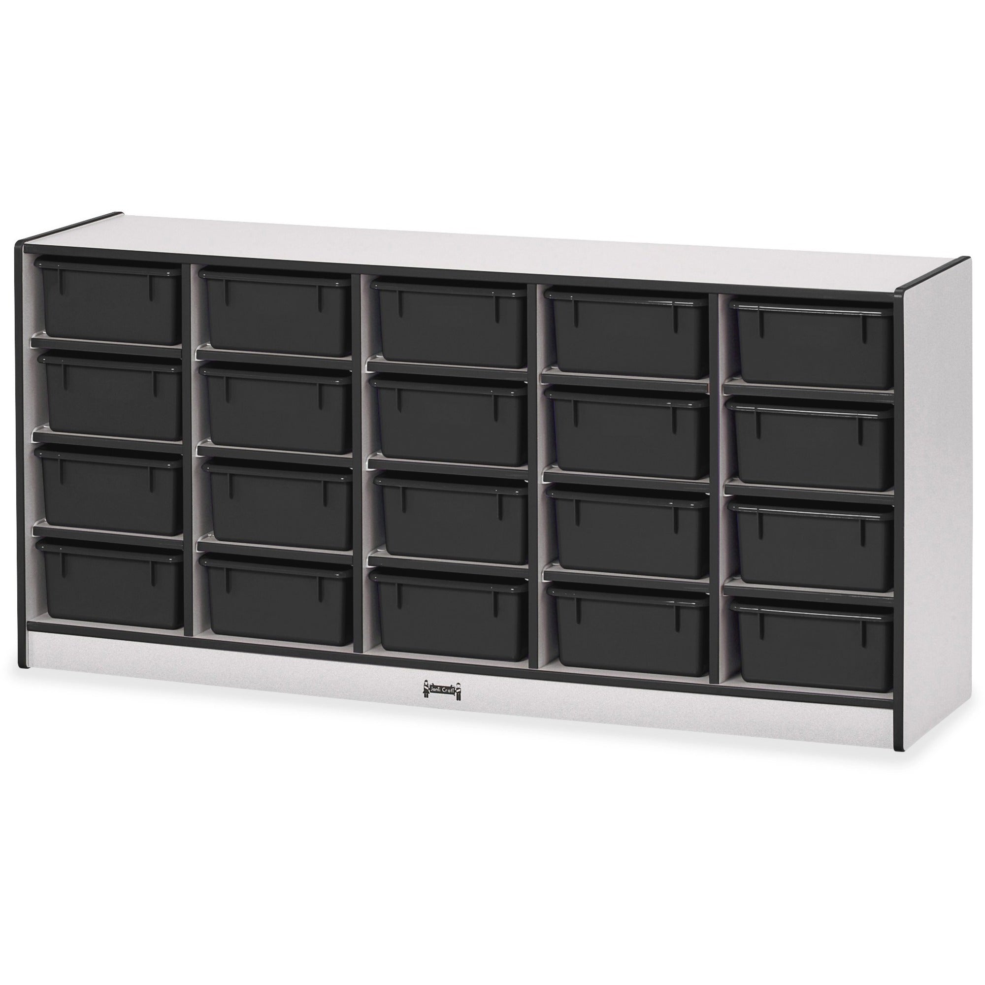 Jonti-Craft Rainbow Accents Cubbie Mobile Storage, 20 Compartments, 29.5"H x 24.5"W x 15"D, Black, Hard Rubber, 1 Each