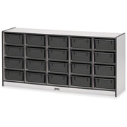 Jonti-Craft Rainbow Accents Mobile Tub Bin Storage, 20 Compartments, 29.5"H x 24.5"W x 15"D, Black, Hard Rubber, 1 Each