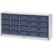 Jonti-Craft Rainbow Accents Mobile Tub Bin Storage, 20 Compartments, 29.5"H x 24.5"W x 15"D, Navy, Hard Rubber, 1 Each