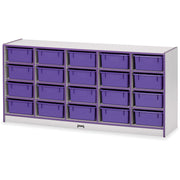 Jonti-Craft Rainbow Accents Mobile Tub Bin Storage, 20 Compartments, 29.5"H x 24.5"W x 15"D, Purple, Hard Rubber, 1 Each